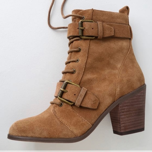 NWT Carleton Light Brown Suede Leather Lace-Up Mid-Calf Booties - Picture 4 of 4